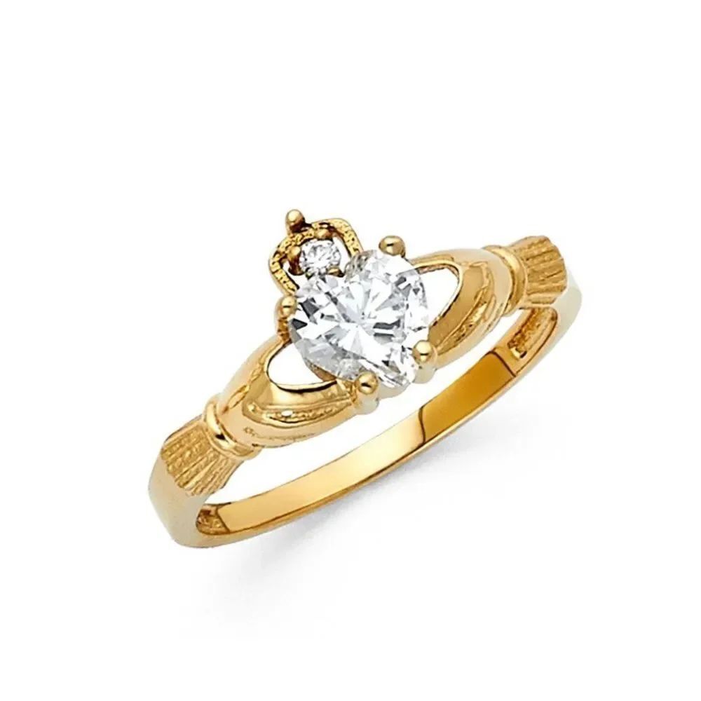 14k Solid Gold Claddagh Ring - Timeless Symbol of Love and Loyalty - gift